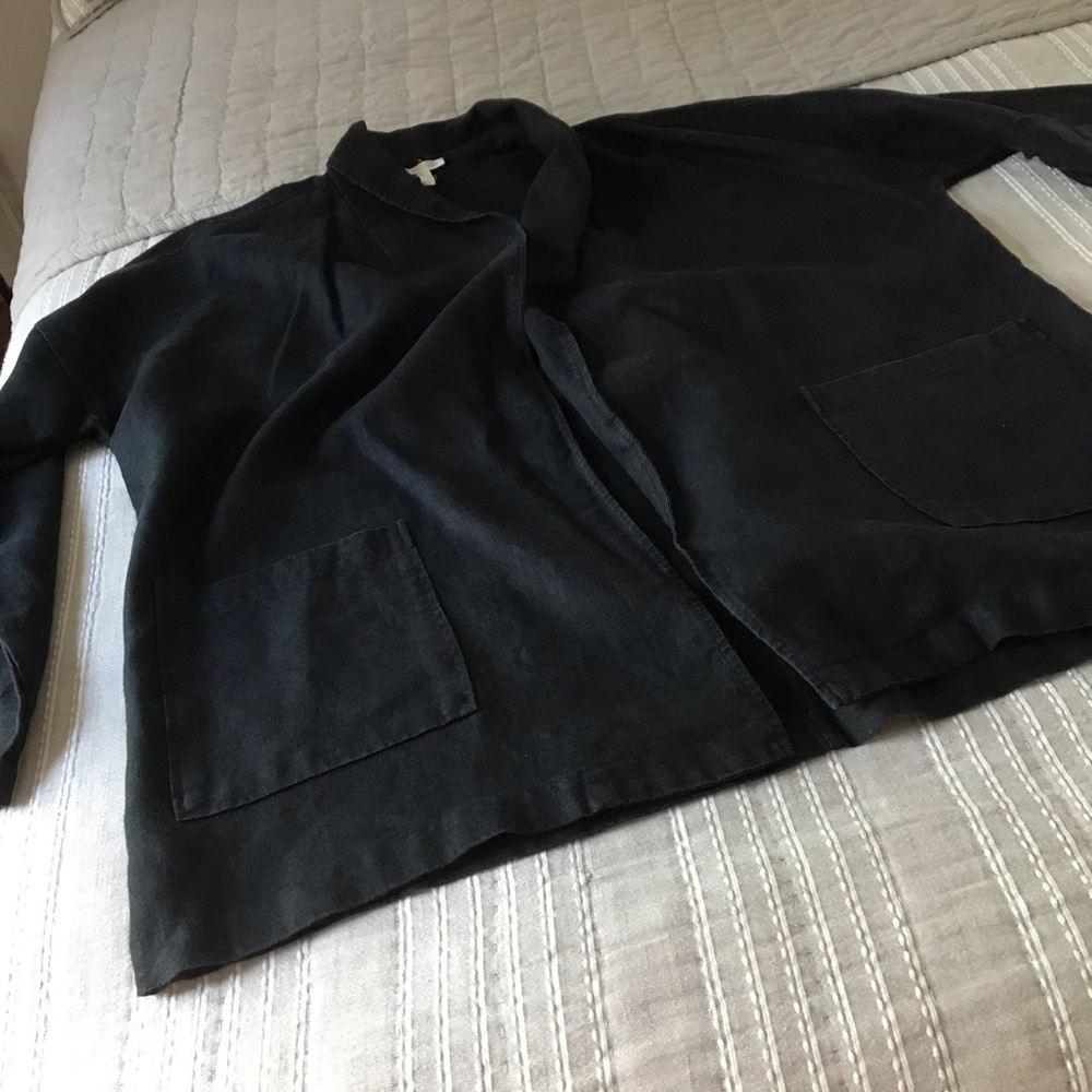 eileen fisher black linen kimono  large “the icons”